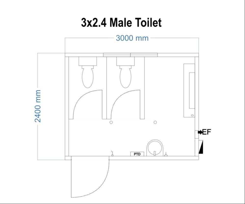 3x2.4 male toilet